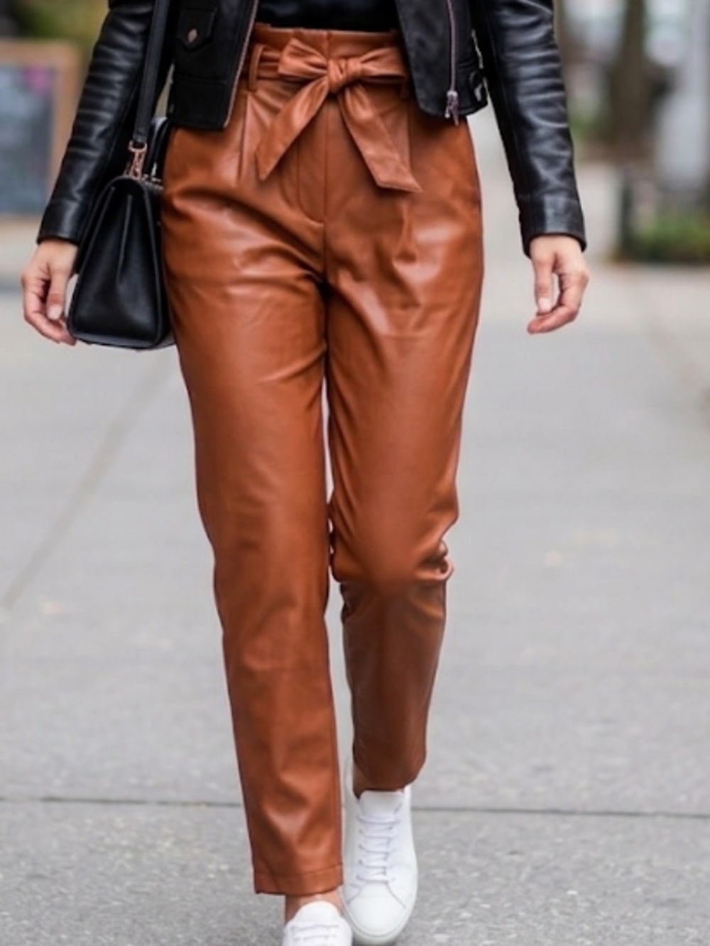 BB Dakota by Steve Madden Rust Brown Faux Leather Paperbag Waist Pants Size L